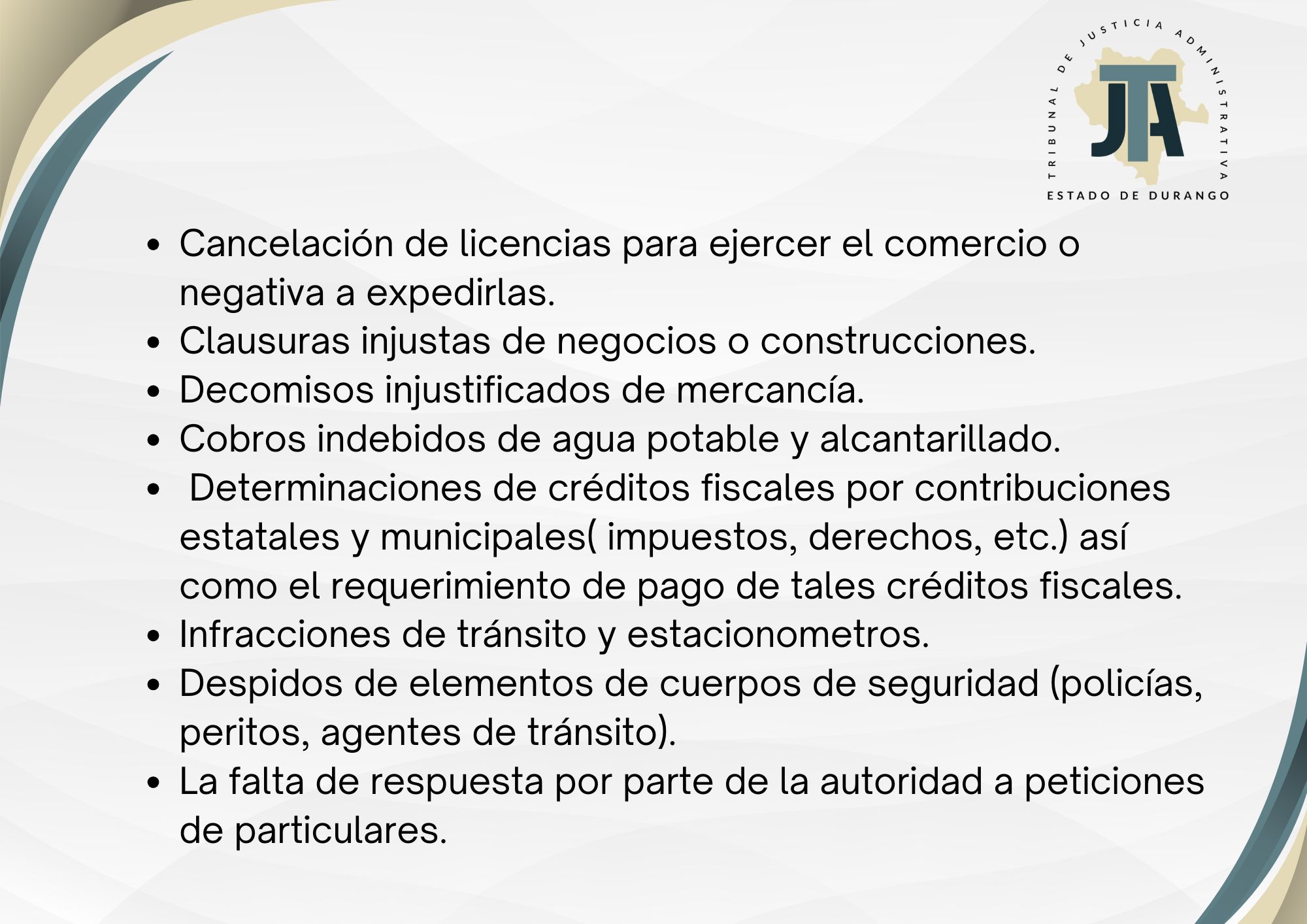 Actos que se pueden, impugnar en el Tribunal de Justicia Administrativa.